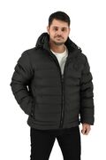 New York Loyd Ανδρικό Μπουφάν Ματ Δερμάτινο Matte Puffer Jacket Σε Κανονική Γραμμή Μαύρο