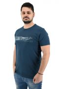 Be Board 42H9706 Ανδρική Μπλούζα Κοντομάνικη T-Shirt Με Τύπωμα Σε Κανονική Γραμμή Πετρόλ/Μπλε