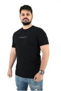 Yes Zee T765-TAST Ανδρική Μπλούζα Κοντομάνικη T-Shirt Με Μοτίβο Και Τύπωμα Ελαστική Σε Μεσάτη Γραμμή Μαύρη