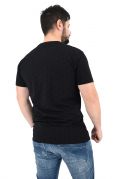 Yes Zee T765-TAST Ανδρική Μπλούζα Κοντομάνικη T-Shirt Με Μοτίβο Και Τύπωμα Ελαστική Σε Μεσάτη Γραμμή Μαύρη