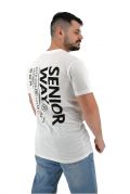 Senior Way 2024-3 Ανδρική Μπλούζα Κοντομάνικη T-Shirt Με Τύπωμα Στην Πλάτη Σε Κανονική Γραμμή Λευκή