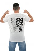 Senior Way Ανδρική Μπλούζα Κοντομάνικη T-Shirt Με Τύπωμα Στην Πλάτη Σε Κανονική Γραμμή Λευκή