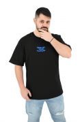 2512 Feed Your Soul Ανδρική Μπλούζα Κοντομάνικη T-Shirt Με Τύπωμα Στο Στήθος Και Στη Πλάτη Σε Oversize Γραμμή Μαύρη