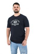 Pre End Atlas Ανδρική Μπλούζα Κοντομάνικη T-Shirt Με Τύπωμα Στο Στήθος Υπερμέγεθος Σκούρο Μπλε