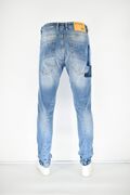 Profil 2015 Men's Pants Jean With Patches Slim Fit Blue