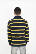 Blue Green 192048 Men's Blouse Long Sleeve Polo Striped Regular Line Blue - Yellow