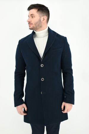 Stefan 7504 Men's Half Coat Slim Fit Blue