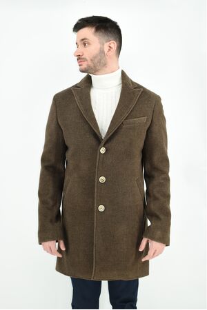 Stefan 7504-20 Men Half Coat Diagonal Slim Fit Brown