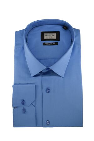 Montreal Poplin Men's Shirt Monochrome Regular Line Blue