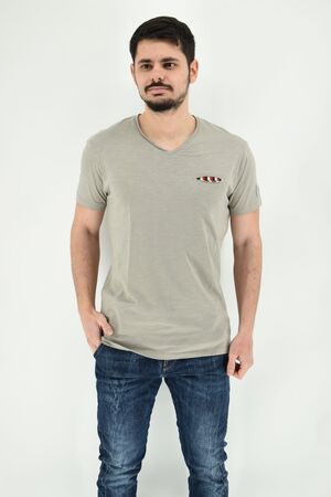 Yes Zee T770 / TL00 Men's T-Shirt Flama Monochrome Slim Fit Gray