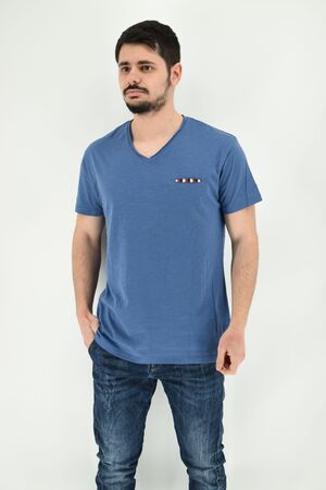 Yes Zee T770 / TL00 Men's T-Shirt Flama Monochrome Slim Fit Blue