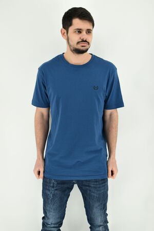 Be Board 908 Men's T-Shirt Monochrome Regular Straight Line Blue Ruff