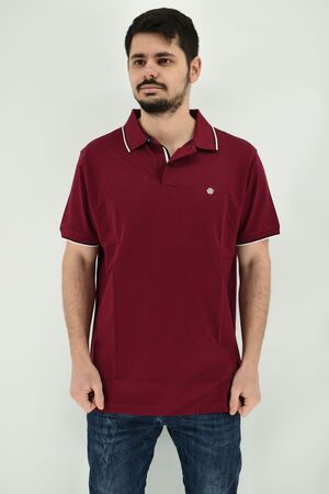 Dors 1128009 Men's Blouse Short Sleeve Polo Mercerised Pique Regular Straight Line Bordeaux