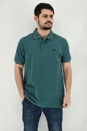 Be Board 9002 Men's Blouse Short Sleeve Polo Pique Monochrome Regular Straight Line Green