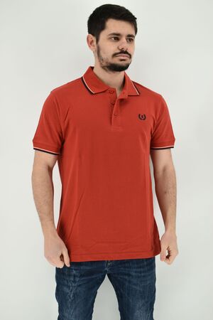 Be Board 9002 Men's Blouse Short Sleeve Polo Pique Monochrome Regular Straight Line Red