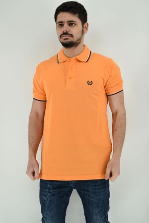 Be Board 9002 Men's Blouse Short Sleeve Polo Pique Monochrome Regular Straight Line Orange