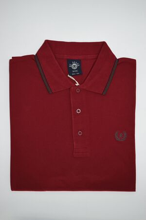 Be Board 9002 Men's Blouse Short Sleeve Polo Pique Monochrome Regular Straight Line Bordeaux