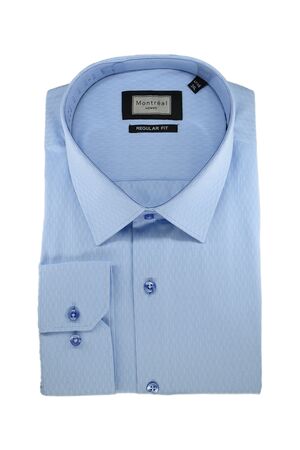 Montreal 387/3 Men's Shirt Monochrome With Special Weave Regular Line Blue