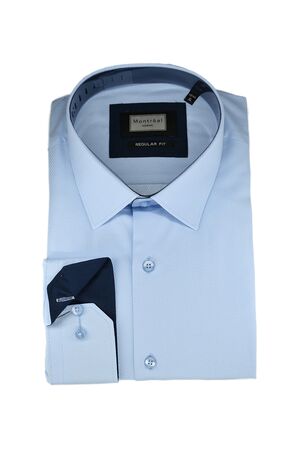 Montreal 515/3 Men's Shirt Monochrome With Special Weave Regular Line Blue