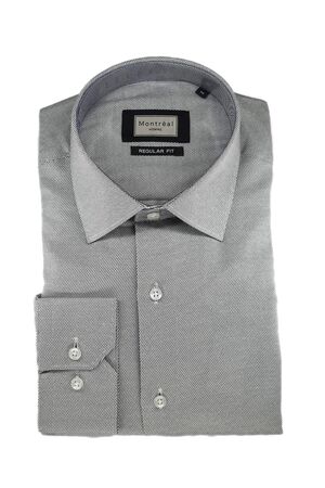 Montreal 5707/1 Men's Shirt Monochrome With Special Weave Regular Line Gray