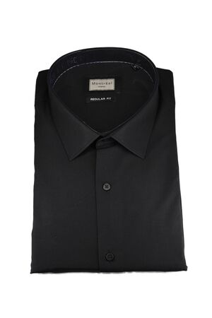 Montreal Poplin Men's Shirt Monochrome Regular Line Black