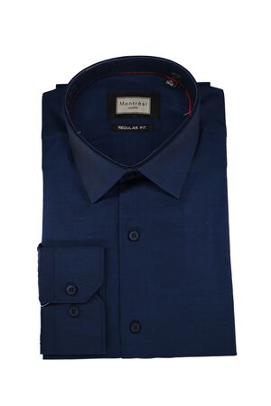 Montreal Poplin Men's Shirt Monochrome Regular Line Dark Blue