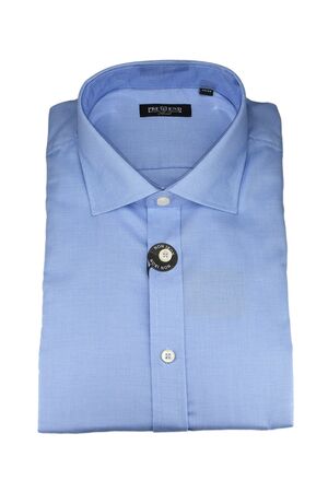 Pre End Lucas Men's Shirt Monochrome With Special Weave Regular Line Blue