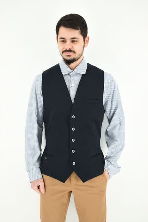 Stefan 4012-20 Men's Vest Slim Fit Dark Blue