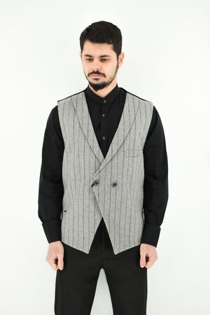 Stefan 4016 Men's Vest Striped Slim Fit Gray