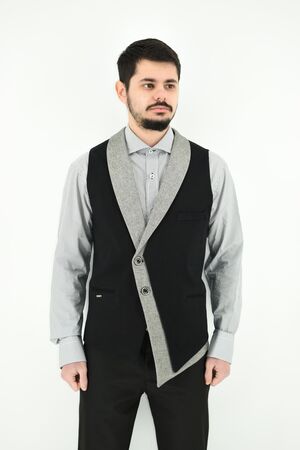 Stefan 4016-20 Men's Vest With Design Slim Fit Black-Gray