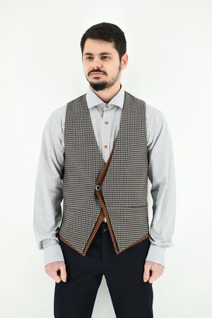 Stefan 4023 Men's Vest Plaid Slim Fit Brown-Blue