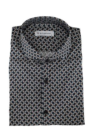 Stefan 9000 Men's Shirt With Design Slim Fit Dark Blue