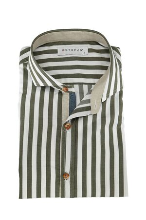 Stefan 9011 Men's Shirt Striped Slim Fit White-Khaki