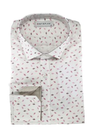 Stefan 9037 Men's Shirt With Design Slim Fit White