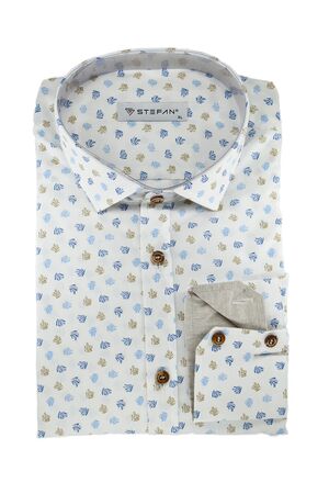 Stefan 9042 Men's Shirt With Design Slim Fit White