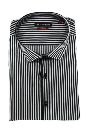 Tresor Daniel Men's Shirt Striped Slim Fit Black-White