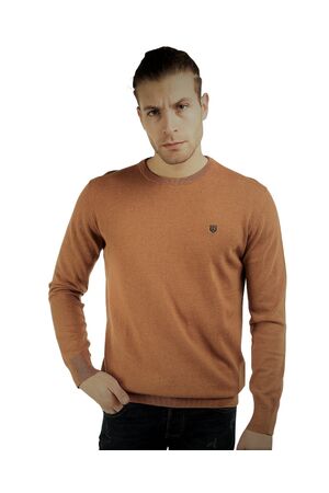 Pre End 21100460 Hampton-O Men's Knitted Blouse Solid Color O Neck Tan