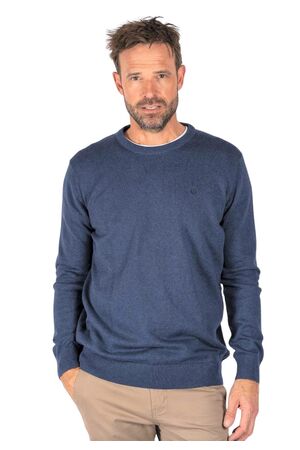 Pre End 21100460 Hampton-O Men's Knitted Blouse Solid Color O Neck Blue