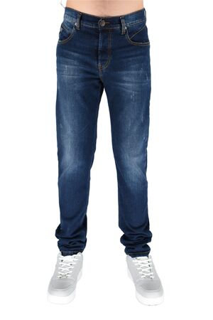 Cabell 337-2D Men's Jeans Faded With Damage Elastic Slim Fit Blue