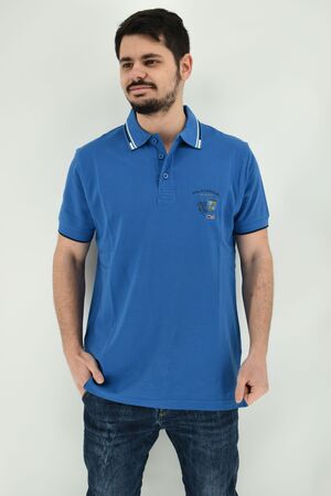 Be Board 12L9601 Men's Blouse Short Sleeve Polo Pique Regular Line Blue