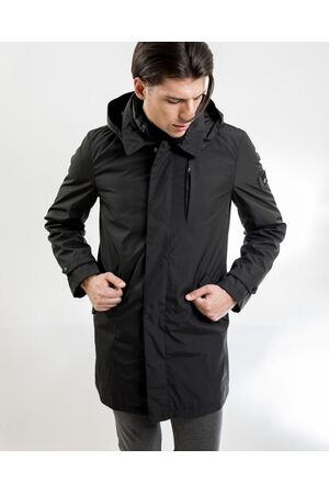 Yes Zee O809 / OA00 Men's Jacket Long Trench Coat Slim Fit Black