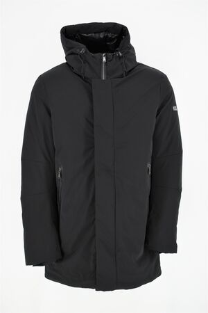 Yes Zee 0843-NT00 Men's Long Jacket With Hood Black