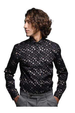 Makan 250-810 Men's Shirt With Pattern Slim Fit Black