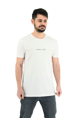 Martini 70869 Ανδρική Μπλούζα Κοντομάνικη T-Shirt Με Τύπωμα Σε Κανονική Γραμμή Λευκή