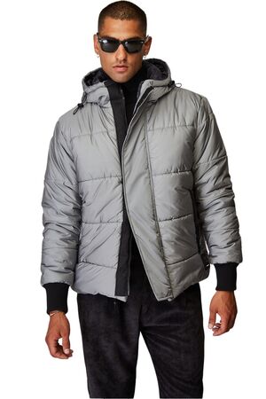 Stefan 7539 Men's Puffer Jacket With Hood Gray