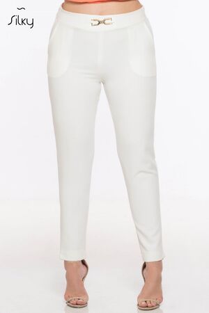 Silky Sugar 9645 Γυναικείο Παντελόνι Σε Κρεπ Ύφασμα Λευκό