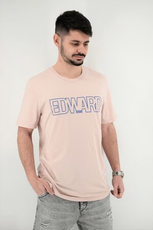 EDWARD Ivar Ανδρική Μπλούζα Κοντομάνικη T-Shirt Με Τύπωμα Σε Κανονική Γραμμή Ροζ/Σομον
