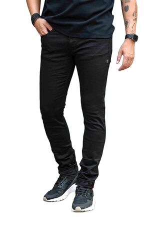 Profil 2056 Ανδρικό Παντελόνι Jean Ελαστικό Άπλυτο Σε Στενή Γραμμή Μαύρο