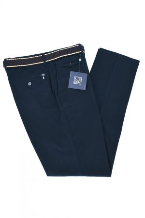 LCDN REMO Ανδρικό Παντελόνι Chinos Πικέ Ελαστικό Με Πλάγια Τσέπη Και Ζώνη Σε Κανονική Γραμμή Σκούρο Μπλε