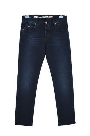 Cabell 334-3F Ανδρικό Παντελόνι Jean Με Ξέβαμμα Ελαστικό Σε Κανονική Γραμμή Blue Black
